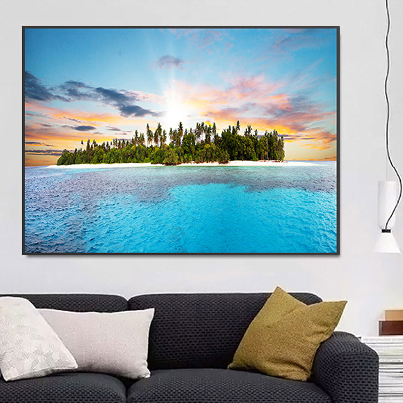 Brehn | St stunning tropisches Strand Leinwand Hotel Fotografie Druck Seascape Wandkunst Dekor in Blau
