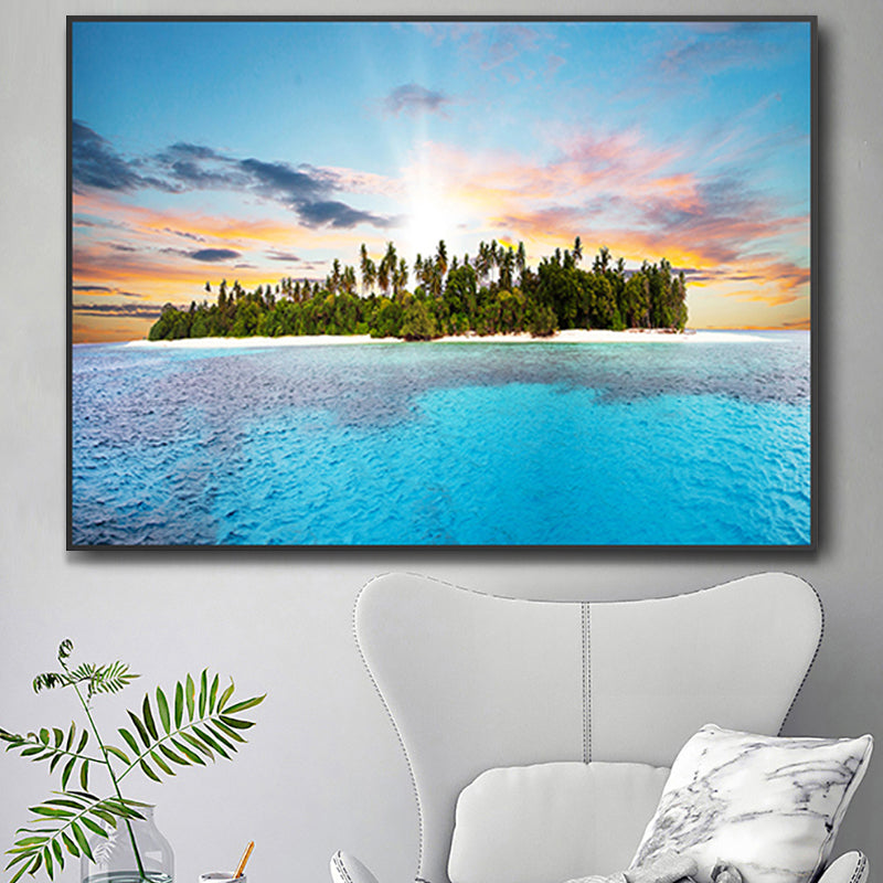 Brehn | St stunning tropisches Strand Leinwand Hotel Fotografie Druck Seascape Wandkunst Dekor in Blau