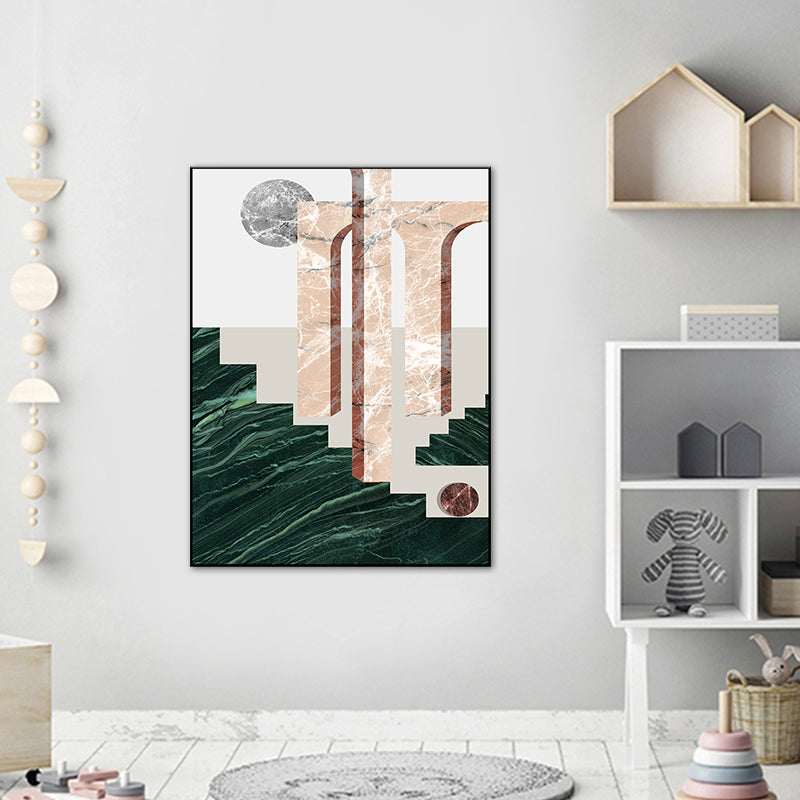 Brehn | Illustration Abstrakte Wandkunst Druck Texturiertes Nordisches Esszimmer Leinwand in Dunkler Farbe