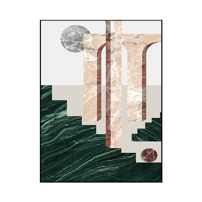 Brehn | Illustration Abstrakte Wandkunst Druck Texturiertes Nordisches Esszimmer Leinwand in Dunkler Farbe