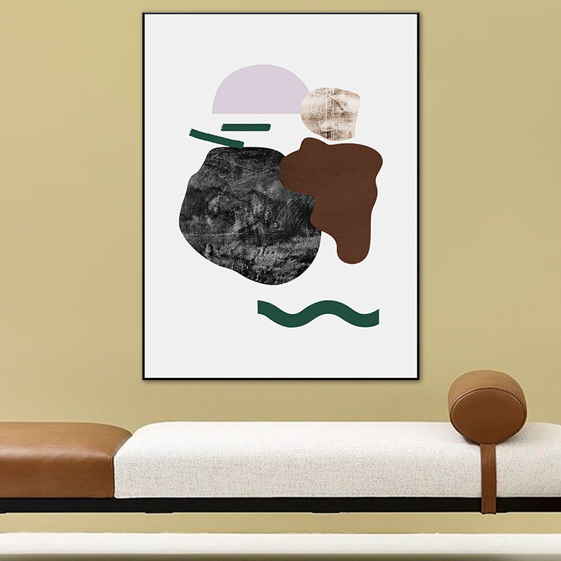 Brehn | Illustration Abstrakte Wandkunst Druck Texturiertes Nordisches Esszimmer Leinwand in Dunkler Farbe