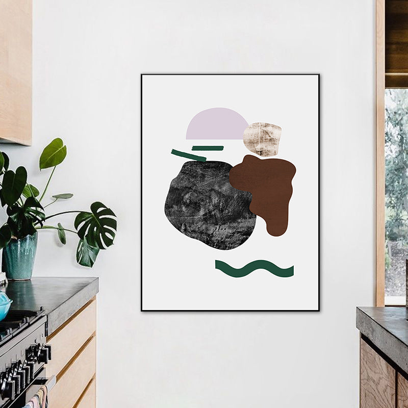 Brehn | Illustration Abstrakte Wandkunst Druck Texturiertes Nordisches Esszimmer Leinwand in Dunkler Farbe