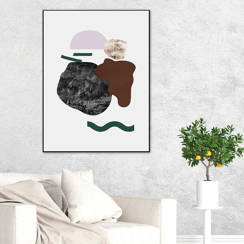 Brehn | Illustration Abstrakte Wandkunst Druck Texturiertes Nordisches Esszimmer Leinwand in Dunkler Farbe