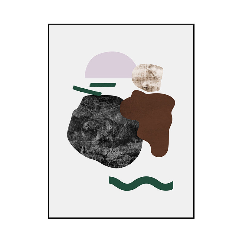 Brehn | Illustration Abstrakte Wandkunst Druck Texturiertes Nordisches Esszimmer Leinwand in Dunkler Farbe