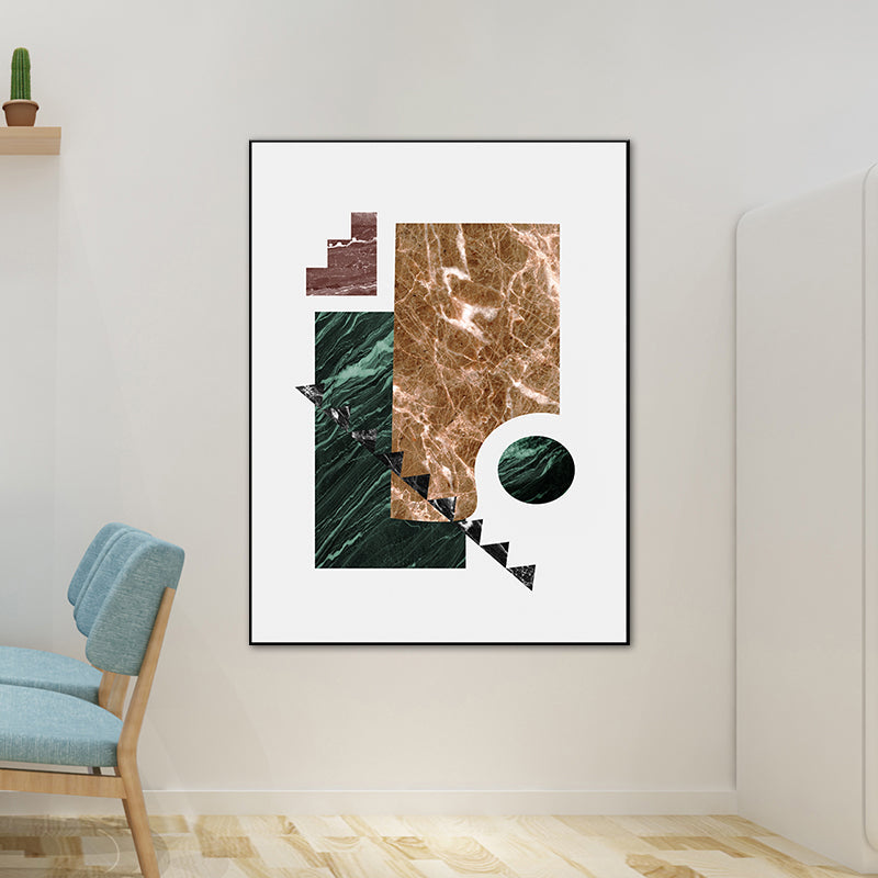 Brehn | Illustration Abstrakte Wandkunst Druck Texturiertes Nordisches Esszimmer Leinwand in Dunkler Farbe