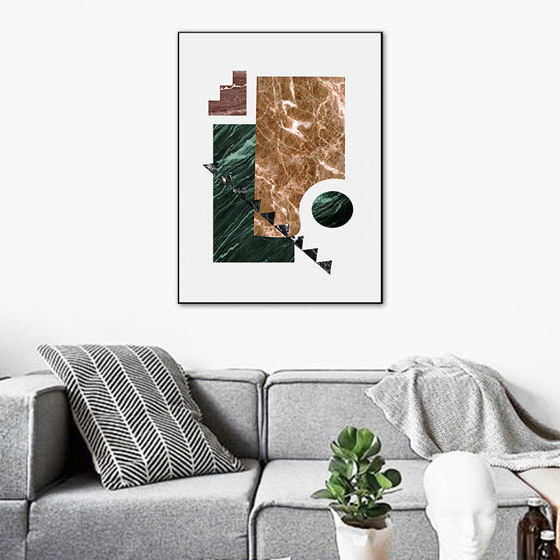 Brehn | Illustration Abstrakte Wandkunst Druck Texturiertes Nordisches Esszimmer Leinwand in Dunkler Farbe