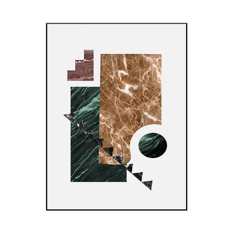 Brehn | Illustration Abstrakte Wandkunst Druck Texturiertes Nordisches Esszimmer Leinwand in Dunkler Farbe