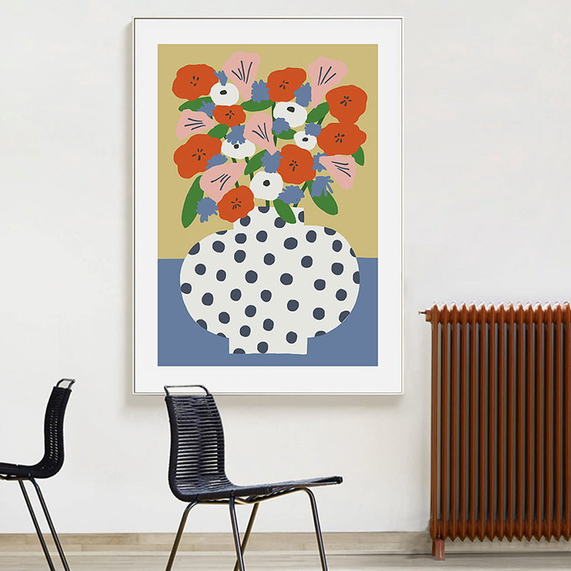 Brehn | Skandinavische Blumenarrangement Leinwandkunst Orange Texturiertes Wanddekor für das Wohnzimmer