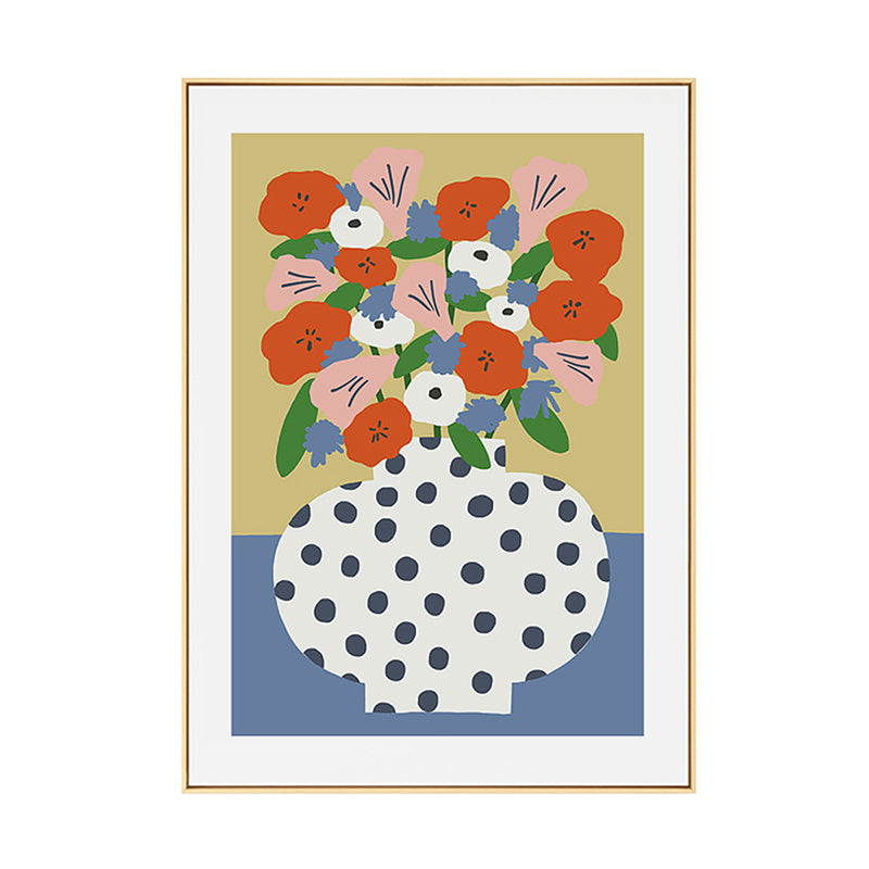 Brehn | Skandinavische Blumenarrangement Leinwandkunst Orange Texturiertes Wanddekor für das Wohnzimmer