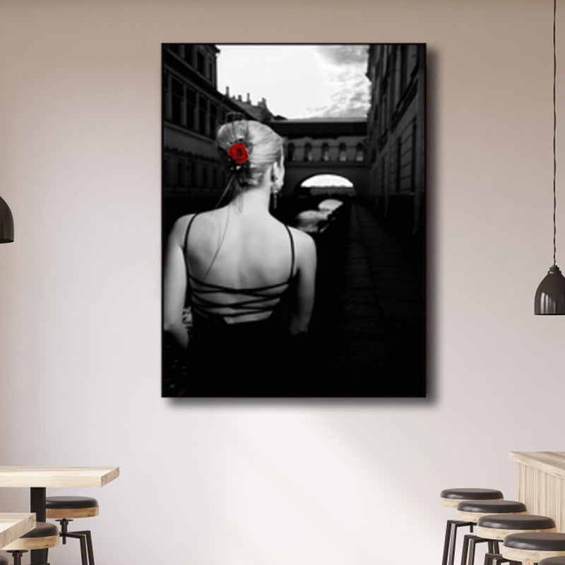 Brehn | Foto Rückansicht der Frau Kunstdruck Schwarze Glam Wanddekoration für Mädchen Schlafzimmer, mehrere Größen verfügbar