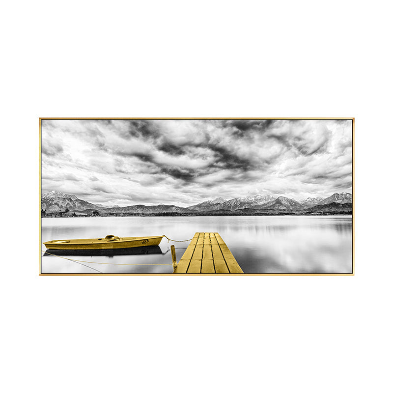 Brehn | Textured Seaside Mountains Kunstprint Moderne Stijl Canvas Muur Decor, Meerdere Maten