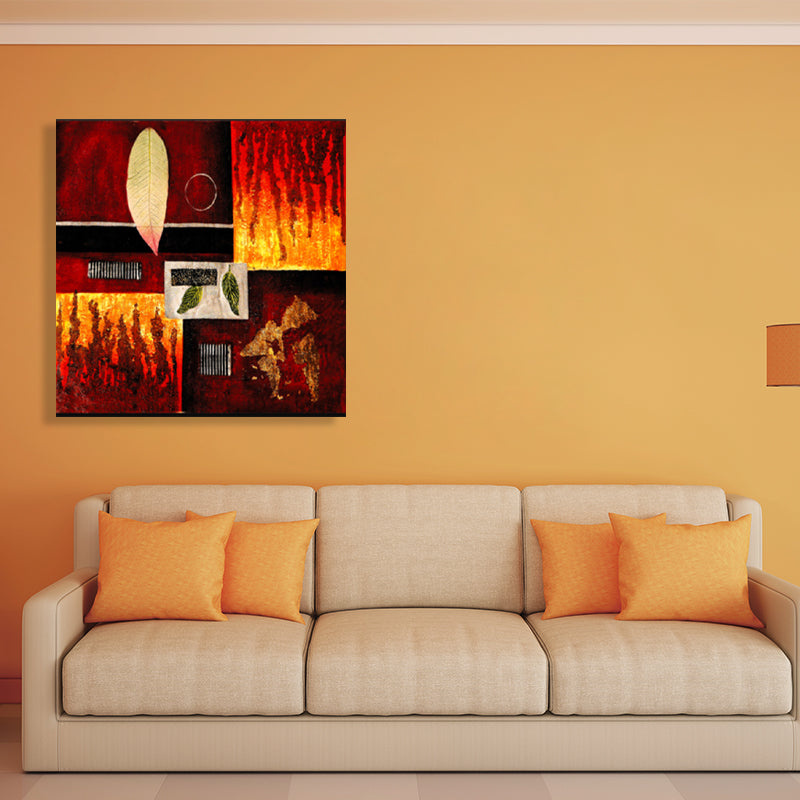 Brehn | Helle Farbige Botanische Canvas Mid-Century Modern Texturierte Wandkunst Druck für das Wohnzimmer