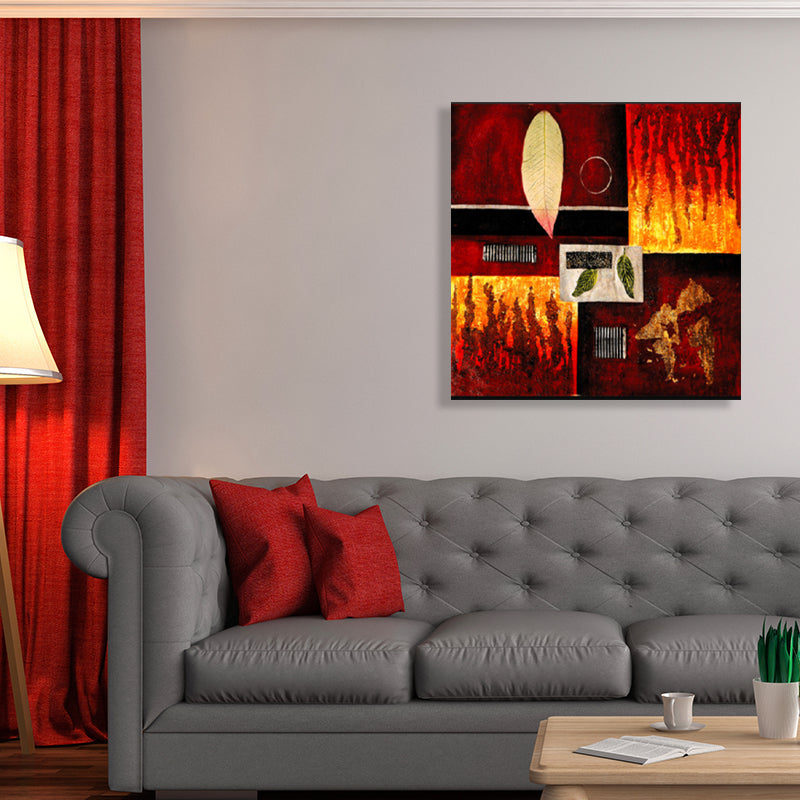 Brehn | Helle Farbige Botanische Canvas Mid-Century Modern Texturierte Wandkunst Druck für das Wohnzimmer
