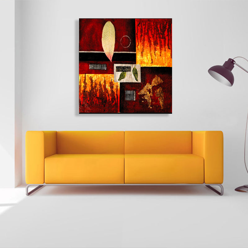 Brehn | Helle Farbige Botanische Canvas Mid-Century Modern Texturierte Wandkunst Druck für das Wohnzimmer