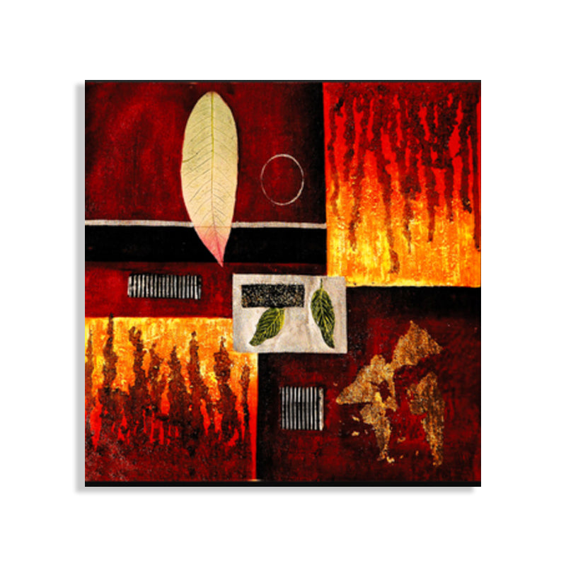 Brehn | Helle Farbige Botanische Canvas Mid-Century Modern Texturierte Wandkunst Druck für das Wohnzimmer