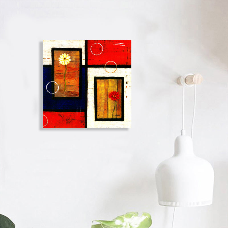 Brehn | Helle Farbige Botanische Canvas Mid-Century Modern Texturierte Wandkunst Druck für das Wohnzimmer