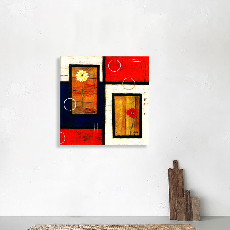 Brehn | Helle Farbige Botanische Canvas Mid-Century Modern Texturierte Wandkunst Druck für das Wohnzimmer