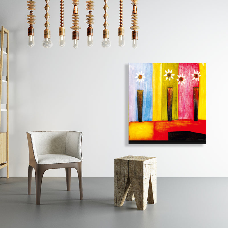 Brehn | Helle Farbige Botanische Canvas Mid-Century Modern Texturierte Wandkunst Druck für das Wohnzimmer