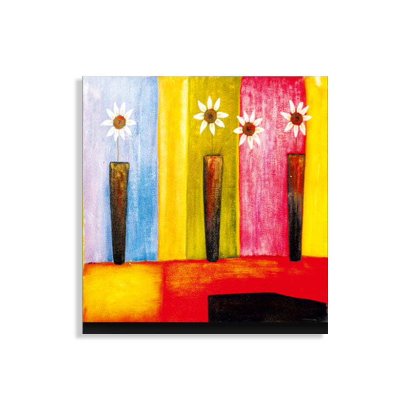 Brehn | Helle Farbige Botanische Canvas Mid-Century Modern Texturierte Wandkunst Druck für das Wohnzimmer
