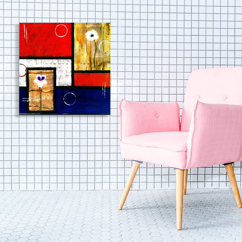 Brehn | Helle Farbige Botanische Canvas Mid-Century Modern Texturierte Wandkunst Druck für das Wohnzimmer