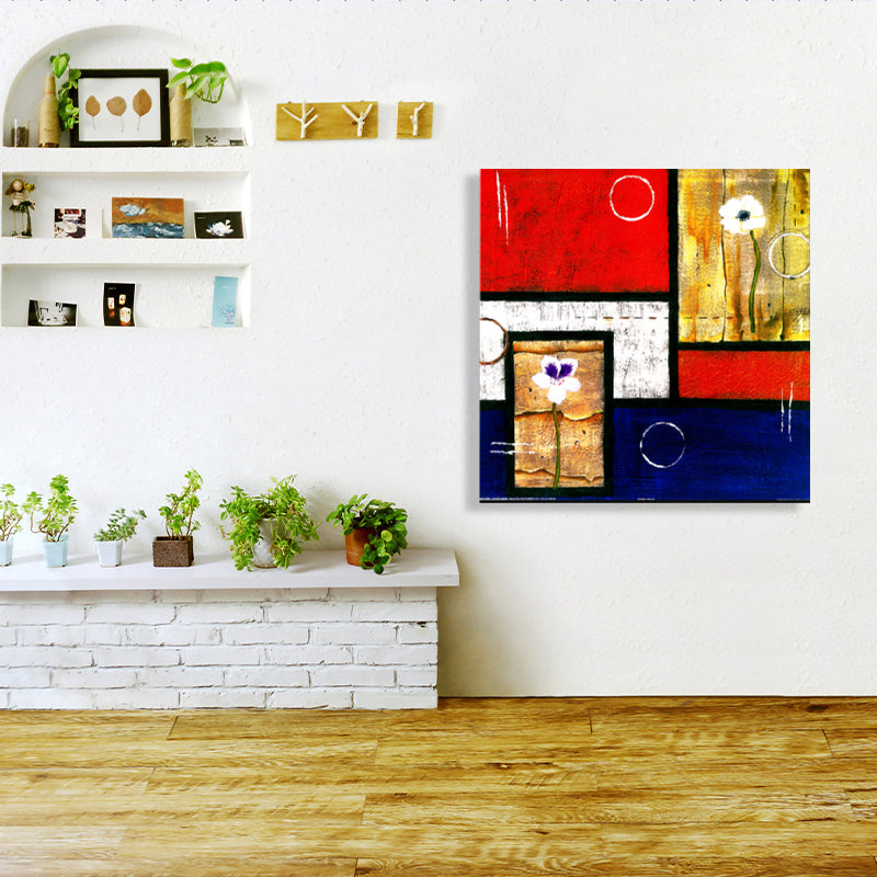 Brehn | Helle Farbige Botanische Canvas Mid-Century Modern Texturierte Wandkunst Druck für das Wohnzimmer