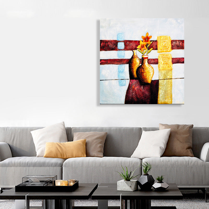 Brehn | Helle Farbige Botanische Canvas Mid-Century Modern Texturierte Wandkunst Druck für das Wohnzimmer