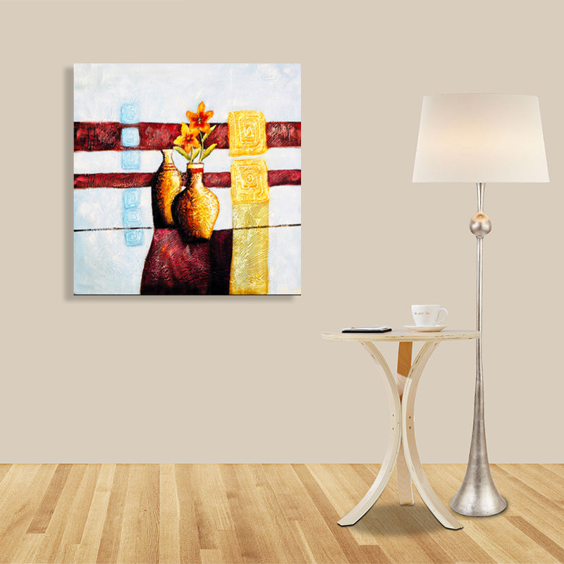 Brehn | Helle Farbige Botanische Canvas Mid-Century Modern Texturierte Wandkunst Druck für das Wohnzimmer