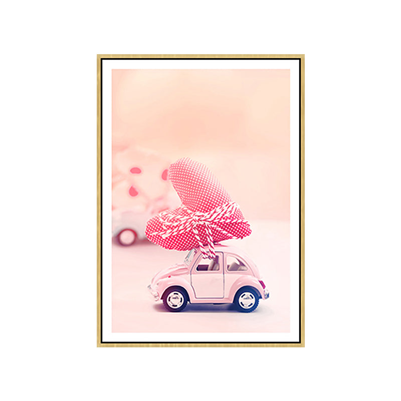 Brehn | Rosa zeitgenössisches Spielzeug-Minicar-Gemälde für das Schlafzimmer von Jungen, in verschiedenen Größen erhältlich
