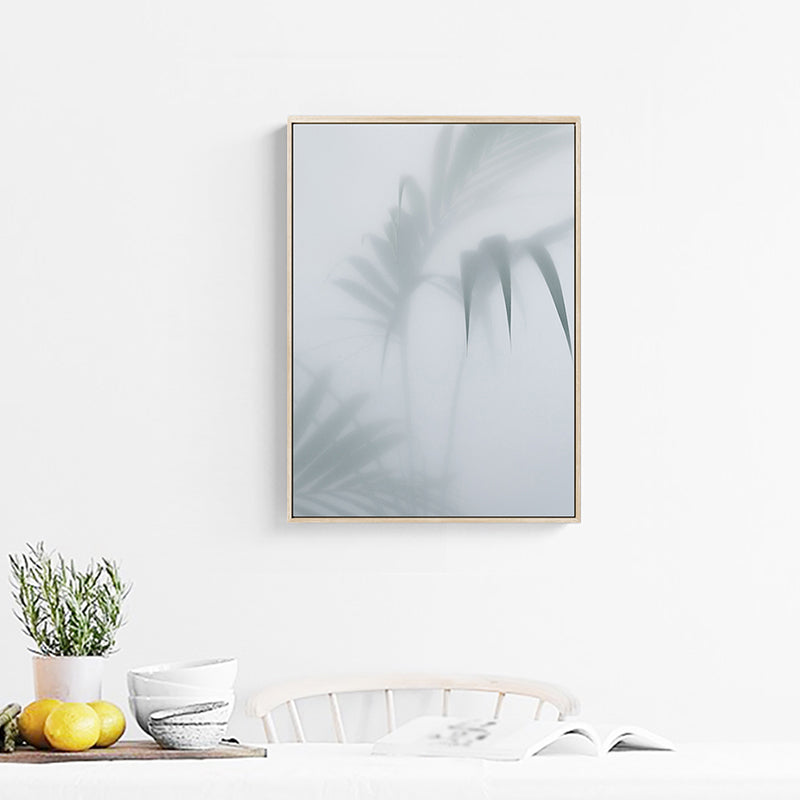 Brehn | Weiß gefrosteter Palmenblatt-Leinwanddruck Botanic Nordisch Texturiertes Wandkunst für das Wohnzimmer