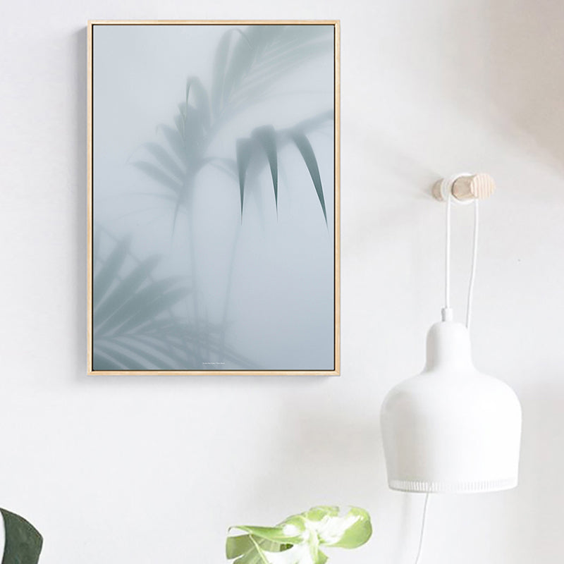 Brehn | Weiß gefrosteter Palmenblatt-Leinwanddruck Botanic Nordisch Texturiertes Wandkunst für das Wohnzimmer