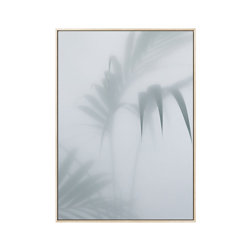 Brehn | Weiß gefrosteter Palmenblatt-Leinwanddruck Botanic Nordisch Texturiertes Wandkunst für das Wohnzimmer
