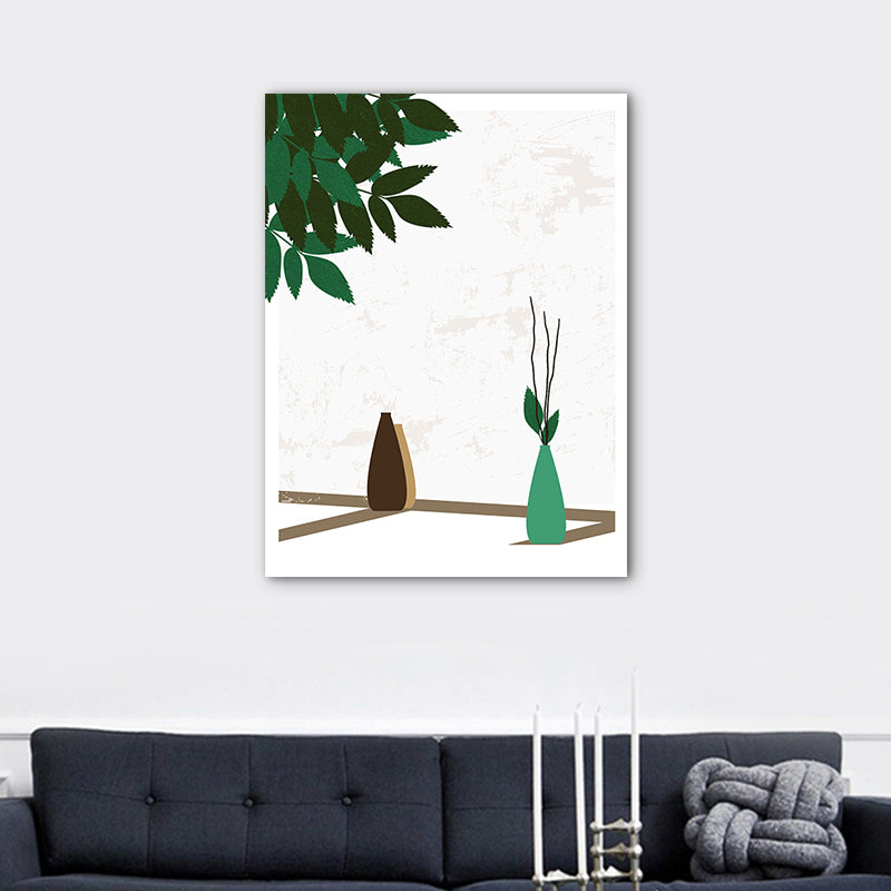 Brehn | Blumenvasen und Schattenleinwand Wandkunst für Hausinterieur, Grün, Mehrere Größen