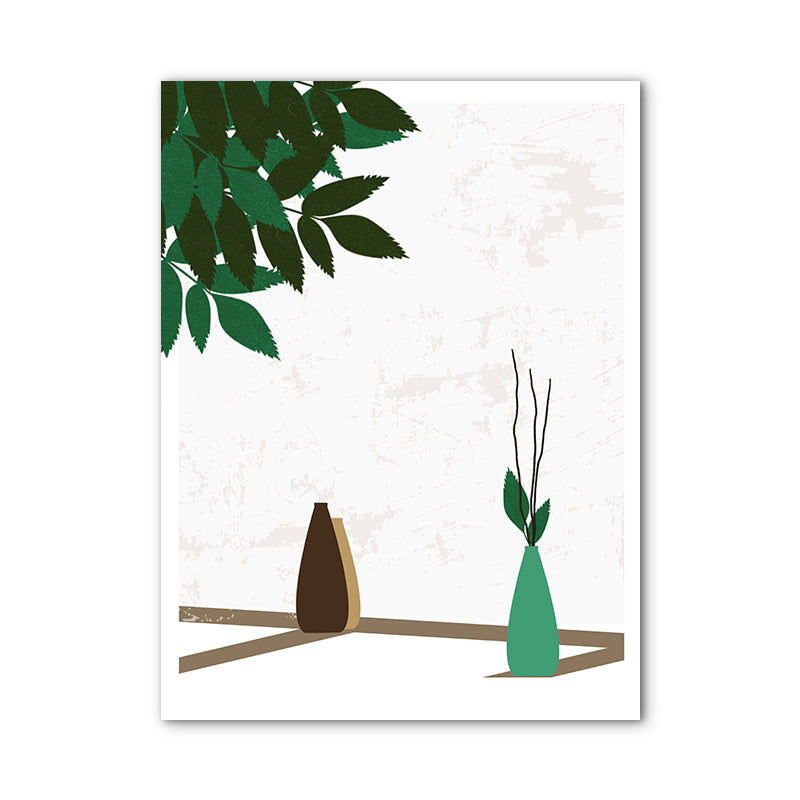 Brehn | Blumenvasen und Schattenleinwand Wandkunst für Hausinterieur, Grün, Mehrere Größen