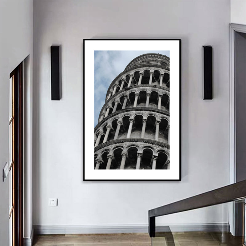 Brehn | Graues Kolosseum-Wanddekor Landmark Global Inspirierte Texturierte Leinwand-Wandkunst für das Zuhause
