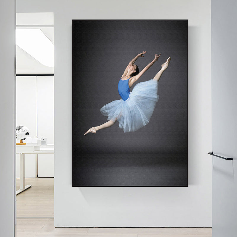 Brehn | Fotografischer Ballett-Leinwanddruck Glam Texturiertes Wandkunst-Dekor in Blau für das Wohnzimmer