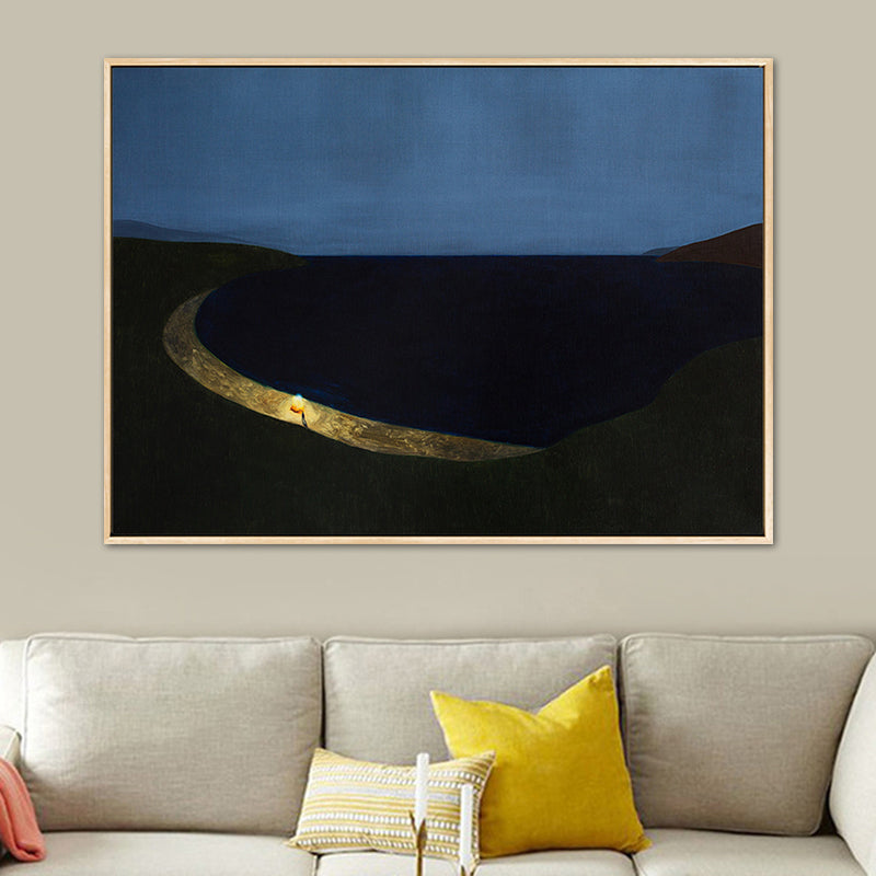 Brehn | Illustration Nordic Wandkunst Dekor mit abstrakter Landschaft in sanften Farben für das Jungenzimmer