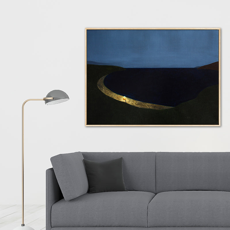 Brehn | Illustration Nordic Wandkunst Dekor mit abstrakter Landschaft in sanften Farben für das Jungenzimmer