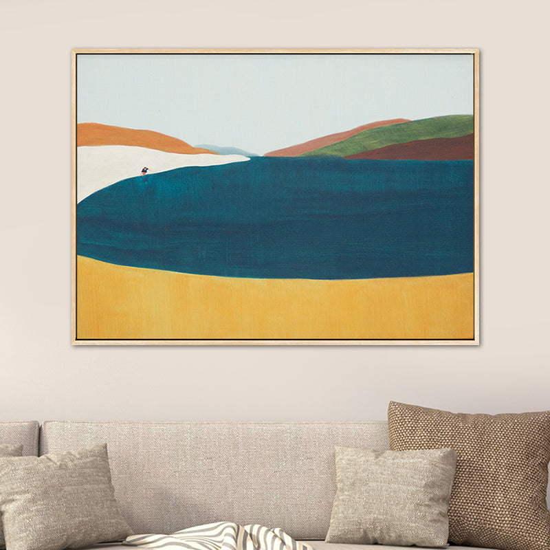 Brehn | Illustration Nordic Wandkunst Dekor mit abstrakter Landschaft in sanften Farben für das Jungenzimmer