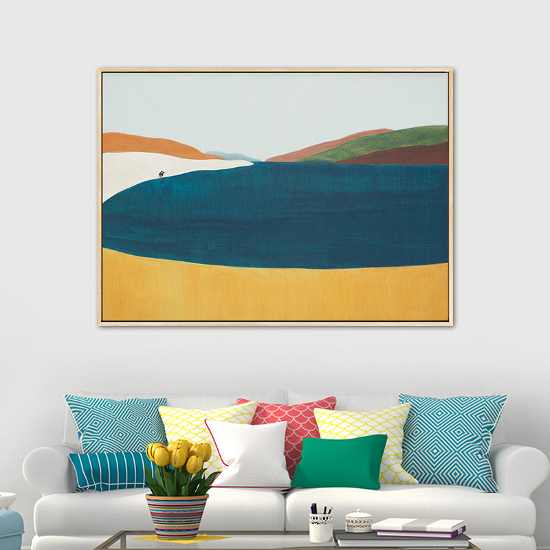 Brehn | Illustration Nordic Wandkunst Dekor mit abstrakter Landschaft in sanften Farben für das Jungenzimmer