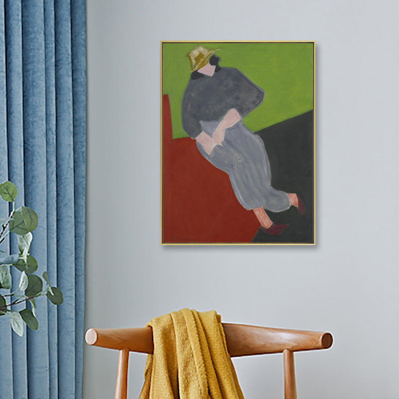 Brehn | Hatted Girl Wanddekoration Abstrakter Expressionismus Texturiertes Schlafzimmer Leinwand, Mehrere Größenoptionen