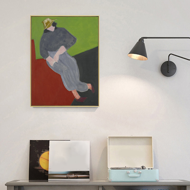 Brehn | Hatted Girl Wanddekoration Abstrakter Expressionismus Texturiertes Schlafzimmer Leinwand, Mehrere Größenoptionen