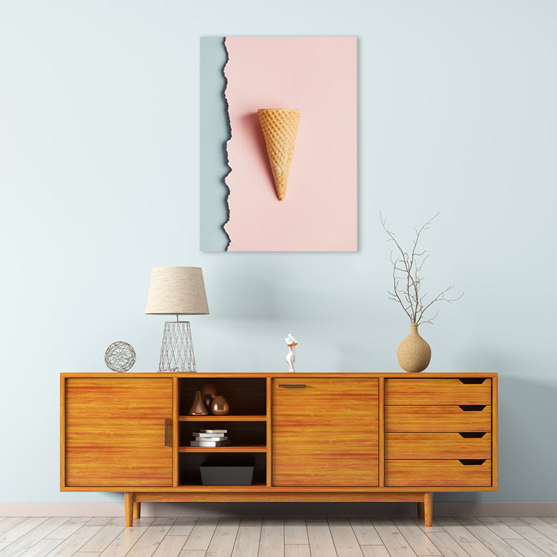 Brehn | Pink Ice-Cream Cone Painting Textured Wall Art Print für Gästezimmer, mehrere Größen