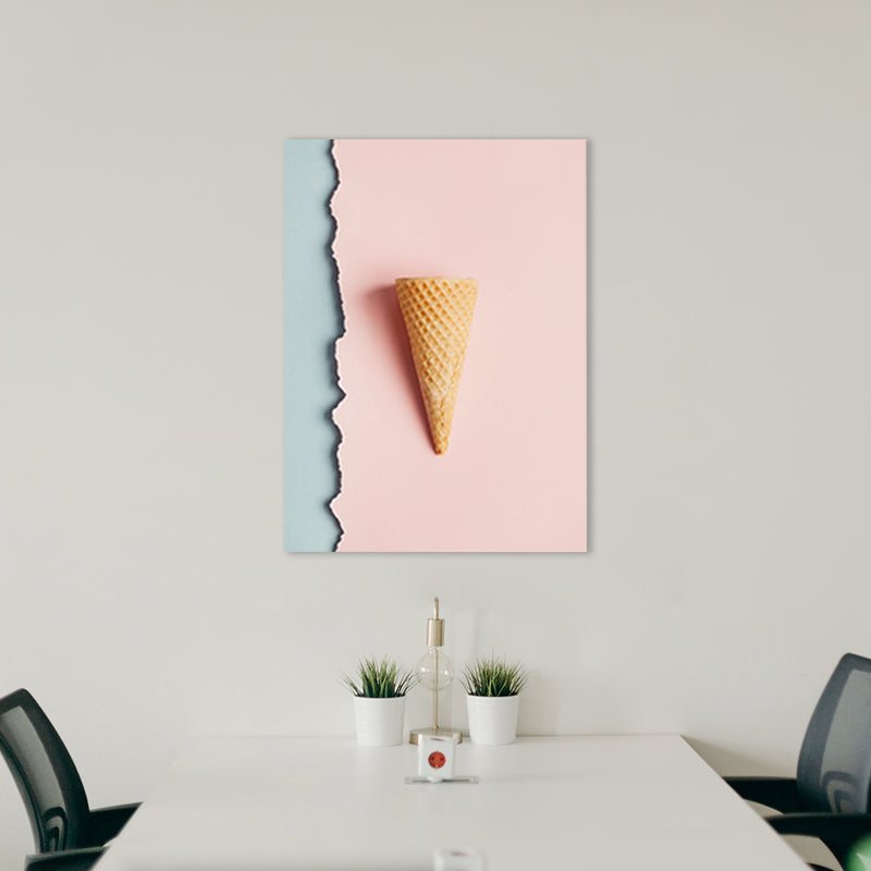 Brehn | Pink Ice-Cream Cone Painting Textured Wall Art Print für Gästezimmer, mehrere Größen