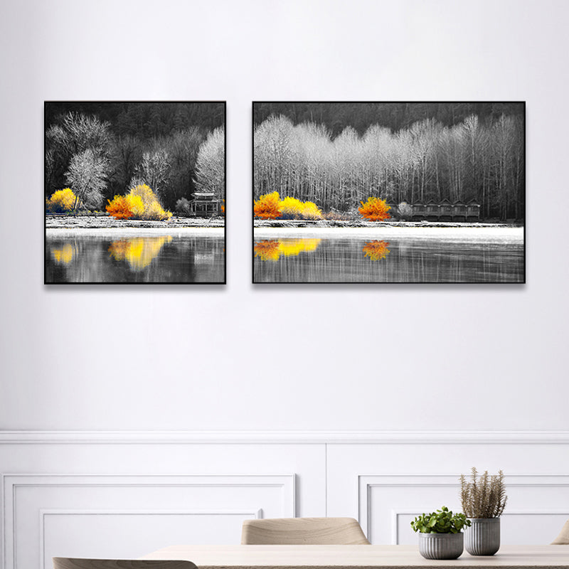 Brehn | Malerische Naturszenen Leinwand Wandkunst für Hausinterieur, Helle Farbe, Set von 2