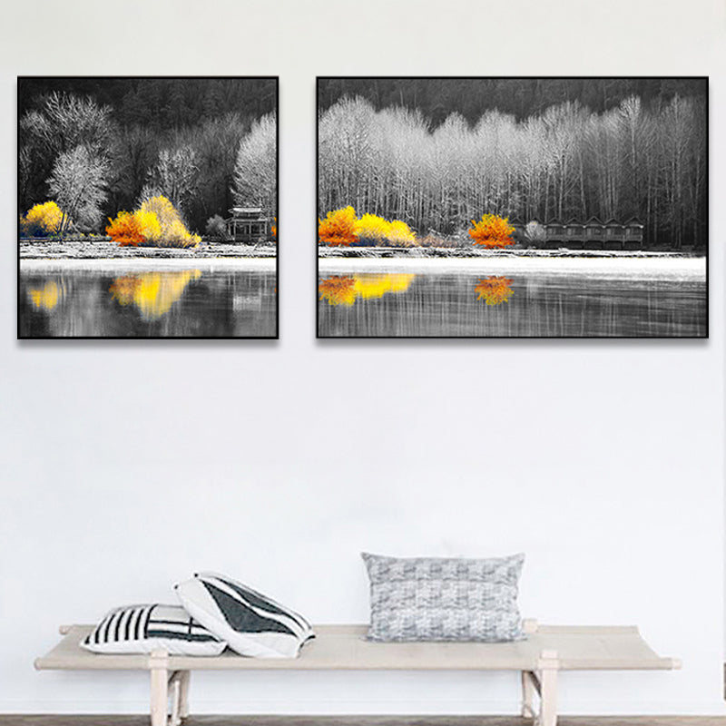 Brehn | Malerische Naturszenen Leinwand Wandkunst für Hausinterieur, Helle Farbe, Set von 2