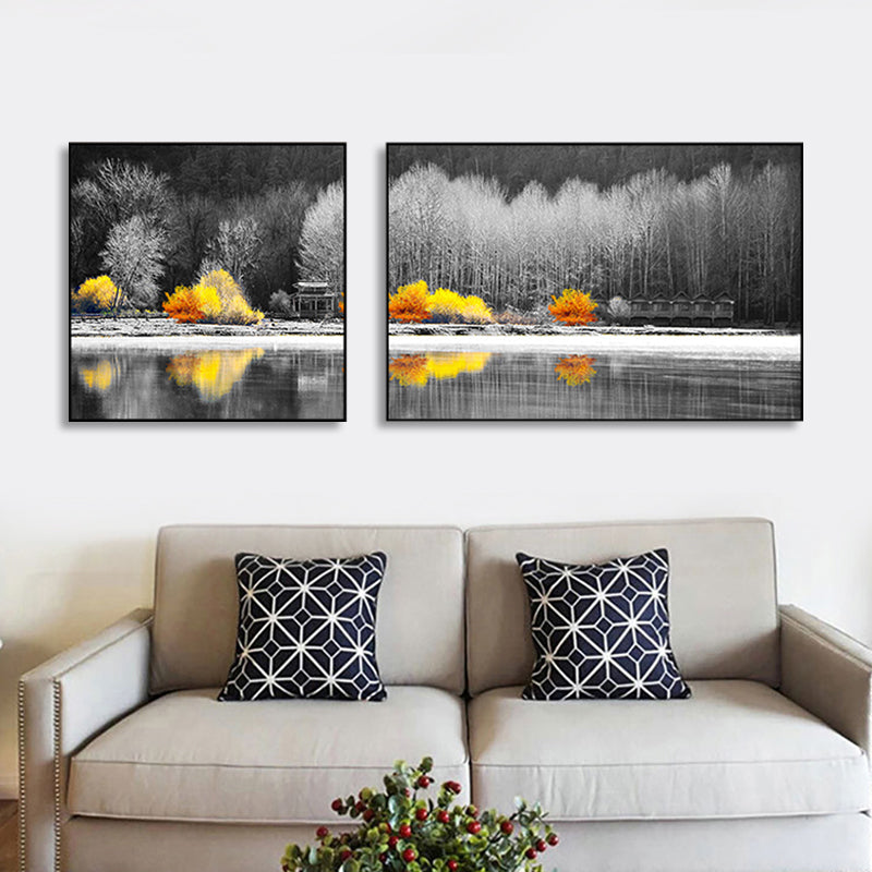 Brehn | Malerische Naturszenen Leinwand Wandkunst für Hausinterieur, Helle Farbe, Set von 2