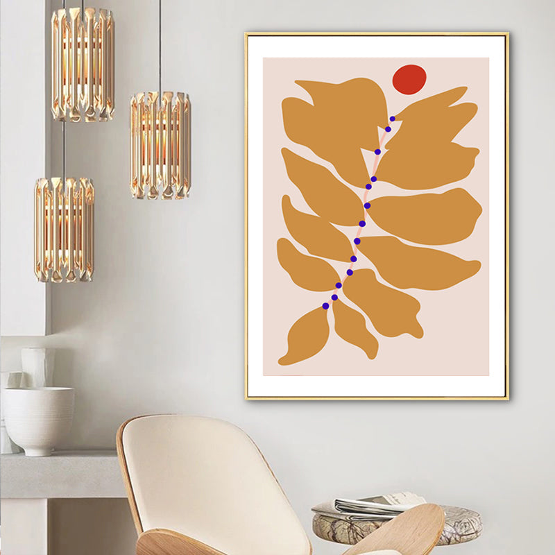 Brehn | Gelbes Blatt Wandkunst Deko Botanisch Nordisch Texturiertes Leinwandbild für Hausinterieur