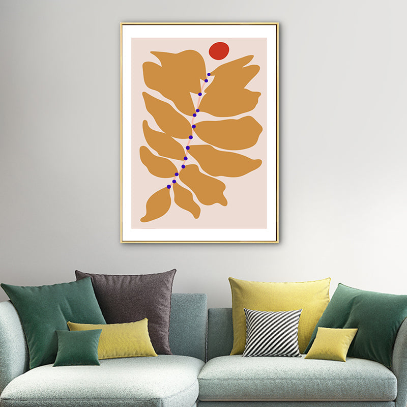 Brehn | Gelbes Blatt Wandkunst Deko Botanisch Nordisch Texturiertes Leinwandbild für Hausinterieur