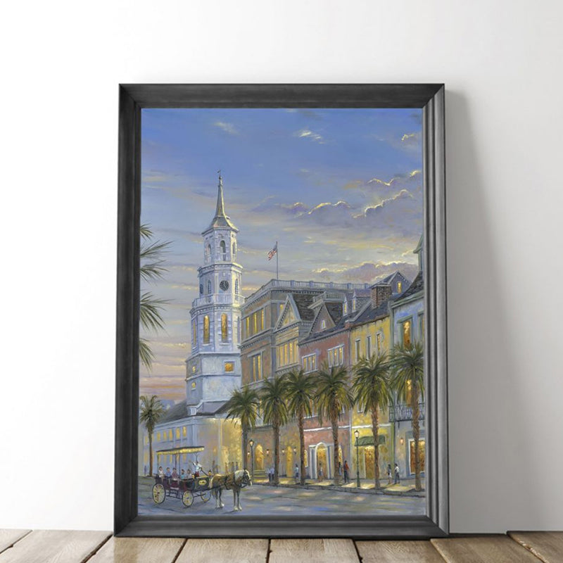 Brehn | Grand Building View Painting Gelbes Impressionismus Stil Wandkunst Druck für Esszimmer