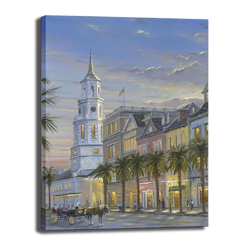 Brehn | Grand Building View Painting Gelbes Impressionismus Stil Wandkunst Druck für Esszimmer